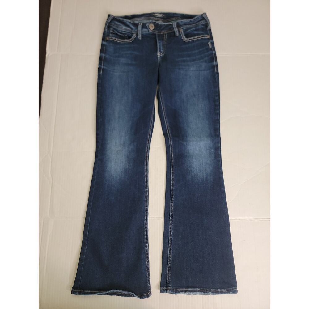 Silver Jeans Low Rise Tuesday Boot Cut SZ 30 Stretch Western Rodeo Dark Wash - Picture 2 of 10
